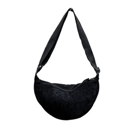 SCOFY FASHION Cord Crescent Bag for Women Lightweight Portable Hobo Bags Crossbody Chest Bag Minimalist Belt Bag, black