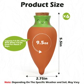 VICAMB 6PCS Self Watering Terracotta Globes,Ollas Watering Pot with Lid,Clay Plant Watering Devices,Planter Insert Terracotta Watering Spikes for Outdoor Indoor Plants with 1 Week Easy to Refill