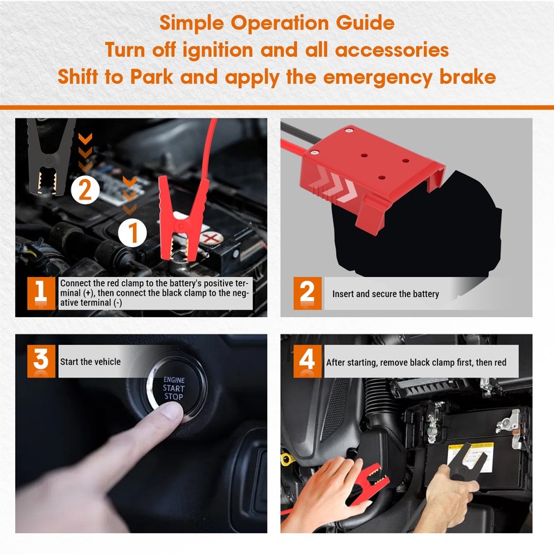 Mayspare Jumper Cables for Car with Adapter Compatible with Milwaukee