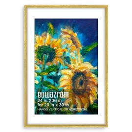 euwazram Ornate Gold 24x36 Frame - Single Frame, 24 x 36 Poster Frame with Mat for 20x30, Picture Frames for Artwork, Puzzles, Photos and Movie Posters