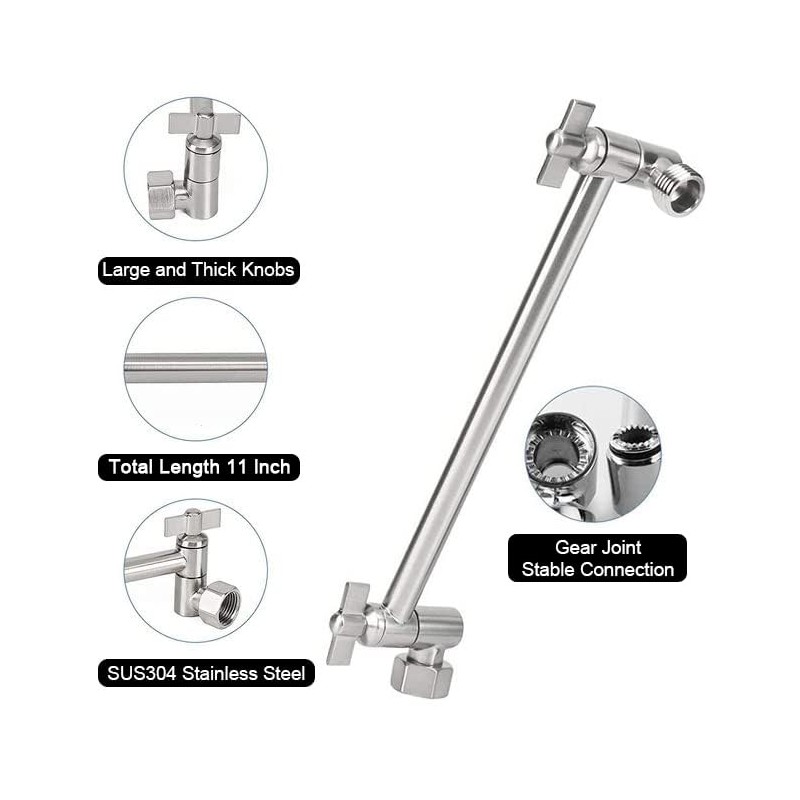 NearMoon Adjustable Shower Arm Universal Connection, Extension Arm, Adjust Angle