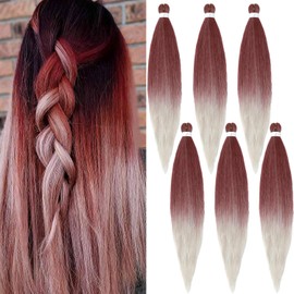 ShowJarlly Easy Braid Pre-Stretched Braiding Hair, 30 Inches, 6 Packs/Lot Yaki Texture Braiding Extensions, Pre-Stretched Braiding Hair, Professional Soft Synthetic Fibre Braids, Hair 900/Silver