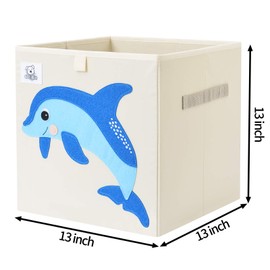 CLCROBD Foldable Animal Cube Storage Bins Fabric Toy Box/Chest/Organizer for Toddler/Kids Nursery, Playroom, 13 inch (Dolphine)