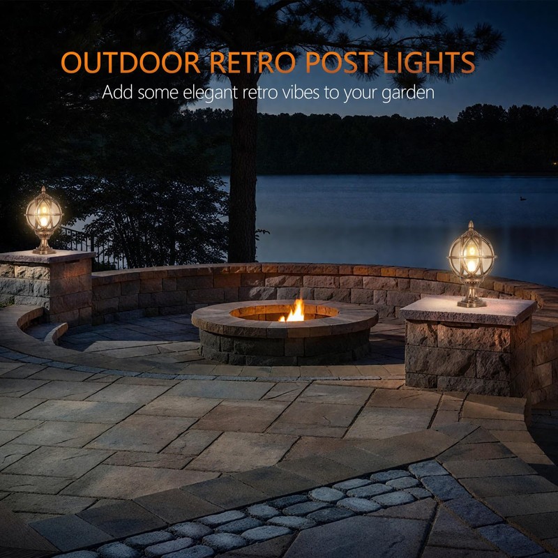 PTOUG Outdoor Post Light Fixture, E26 Base 60W Max Column