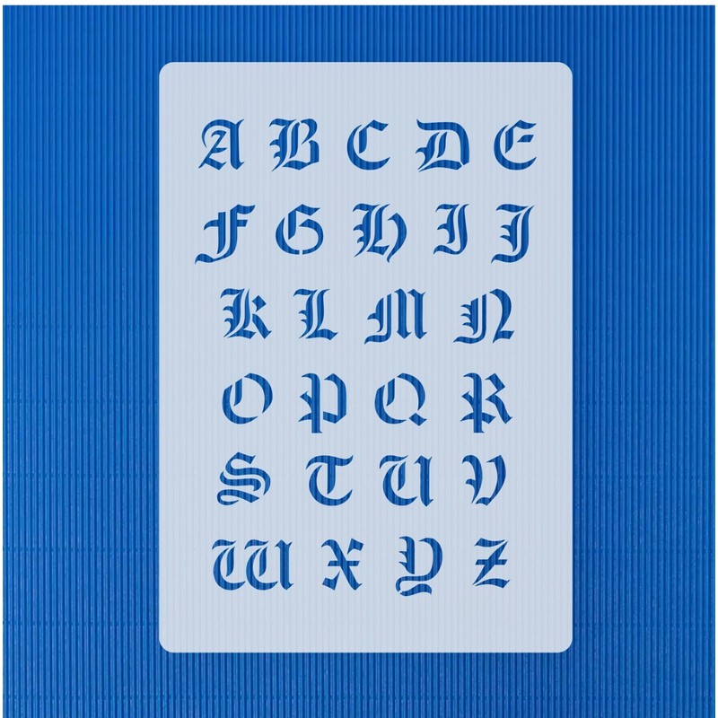 Stencil Set 002 Old Gothic Letters Alphabet Letters Large Small