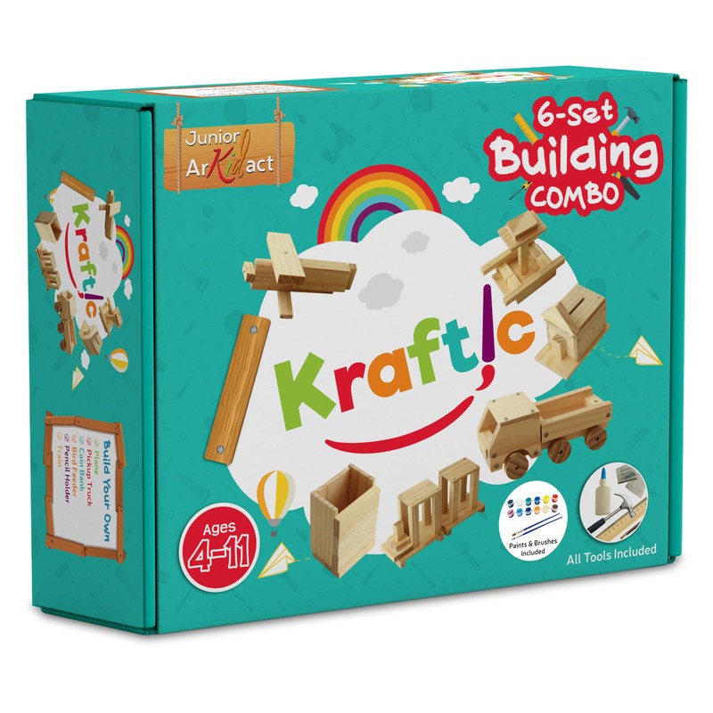 Kraftic Woodworking Building Kit for Kids and Adults, with 6