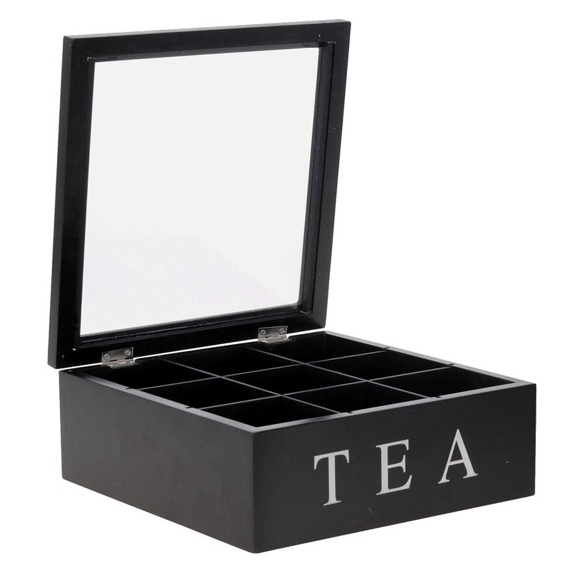 ToCi Haushalt Wooden Tea Caddy with 9 Compartments and Viewing