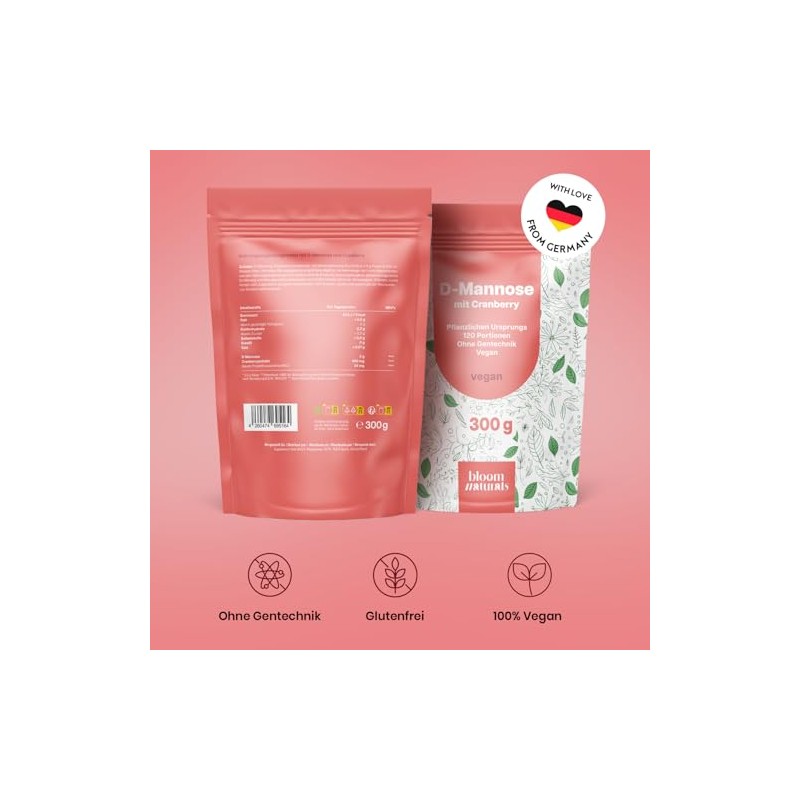 D-Mannose Powder with Cranberry - 300 g High Dose &
