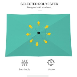 6.5' x 10' Rectangular Outdoor Patio Umbrella, Sun & Water Resistant with Crank & Tilt