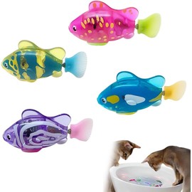 RETZLA 4PCS Electronic Pet Fish, Electronic Fish Cat Toy, LED Light Pet Electronic Fish, Electronic Fish That Can Swim in Water, Cat Toy