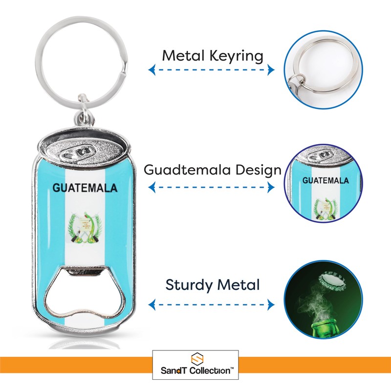 SandT Collection Guatemala Guatemalan Beer Bottle Opener Keychain - Can