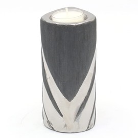 Dekohelden24 213310 Modern Decorative Designer Ceramic Tea Light Holder in Silver/Grey Dimensions L x W x H 7 x 9 x 14 cm Tea Light Holder 14 cm
