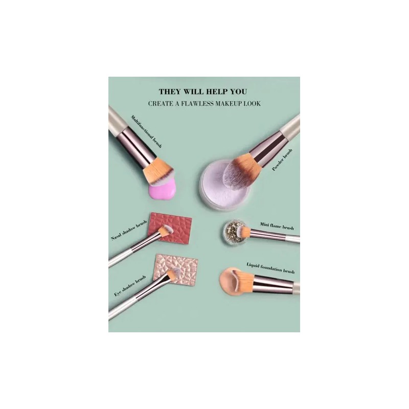 Brochas Velvoss 14 Piezas Cepillo Maquillaje Color Champán
