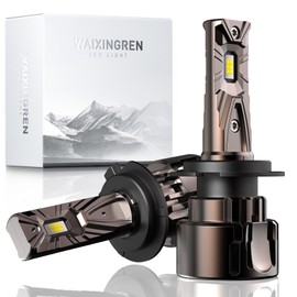 WAIXINGREN Upgrade H7 Headlight Bulb, 26000LM 400% Brighter Wireless, 6500K White Bright High or Low Beam H7 LED Headlight Bulb with Fan, Halogen Replacement, Plug and Play, Pack of 2 (H7)