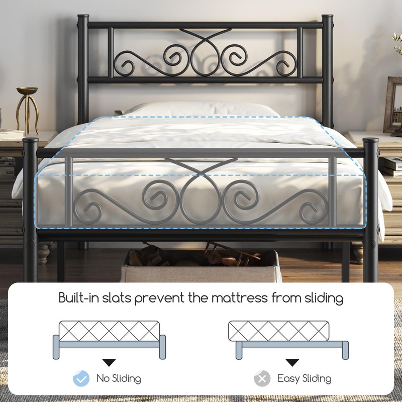 Yaheetech Twin XL Bed Frames Metal Platform Bed with Headboard