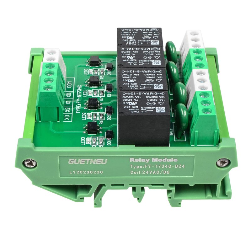 GUETNEU Relay Board, Relay Module 4 Channel 1 SPDT DIN