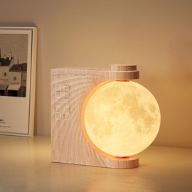 INSSISAIN Moon Lamp with Alarm Clock, 10 Calming Tones with Colorful Light Mode, Alarm Light for Table, Bedroom, Living Room