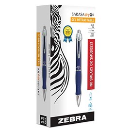 Zebra X10 Retractable Gel Pen, Medium Point, 0.7mm, Blue Barrel, Acid Free Blue Ink, 12 Pack (Packaging may vary)