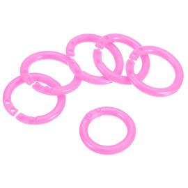 PATIKIL 2 cm OD 1.5 cm ID Loose Leaf Rings, 100 Pieces Binder Ring Plastic for Book DIY Scrapbook Notebook Photo Album, Pink