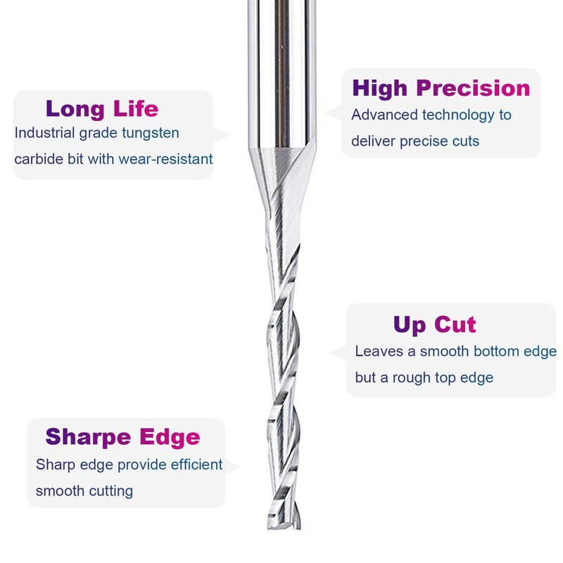 SpeTool 1/4 Inch Shank Up Cut Spiral Router Bit, Extra