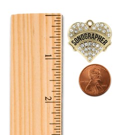 Inspired Silver - Sonographer - Gold Braided Bracelet for Women - Pave Heart Charm Bracelet Jewelry Gift with Cubic Zirconia - Women's Charm Bracelet with Lobster Claw Clasp