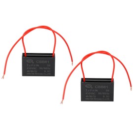 PATIKIL 3uF 450 V CBB61 Capacitor, 2Pcs Ceiling Fan Capacitor Motor Starting Capacitor Metalized Polypropylene Film Capacitors for Ceiling Fan Motor, Black