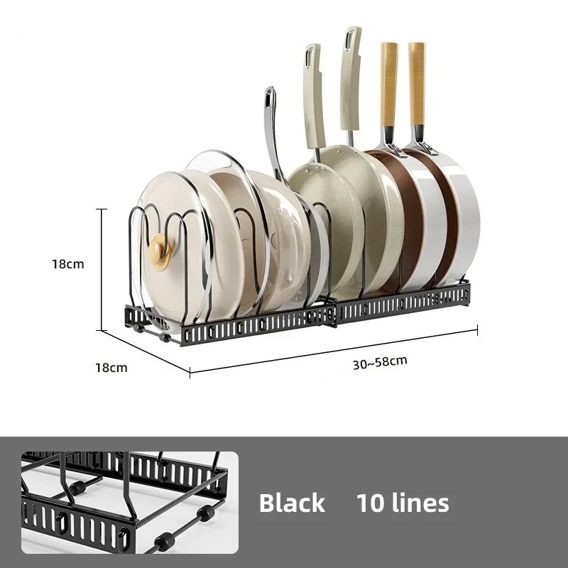 Adjustable Pot Rack Organizer for Kitchen – Multi-Layer Cookware Storage