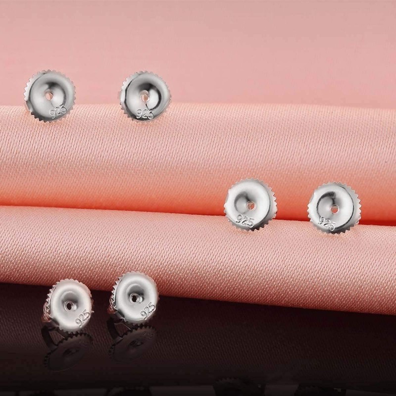 3-Pairs Screw on Earring Backs, 18K Gold Plated Sterling Silver