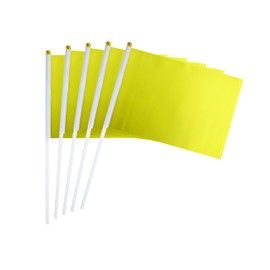 WXTWK 12 Pack Solid Yellow Flag Small Mini Plain Yellow DIY Color Flags On Stick,Marking Decoration Supplies,Grand Opening,Kids Birthday,Party Events Celebration