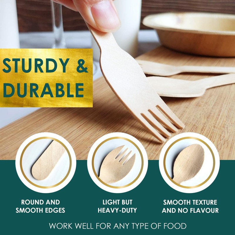 Planet Pantry Disposable Birchwood Cutlery Spork 50 pcs) Plastic Alternative