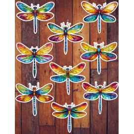 Handmade Colorful Dragonfly Die Cut Vinyl Stickers Set Scrapbooking Laptop Waterbottle