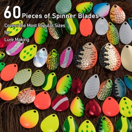 Dr.Fish 60 Pack Spinner Blades Colorado and Indiana Kit Fishing Lure Making Supplies Crawler Harness Walleye Rig for Trout Salmon