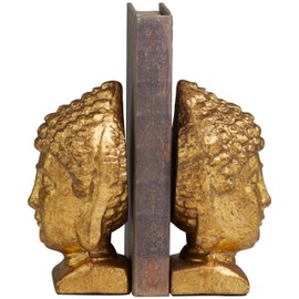 Deco 79 Metal Buddha Decorative Bookends Non Skid Bookends with Gold Foil Detail, Set of 2 Office Bookends4 W, 6" H, Gold