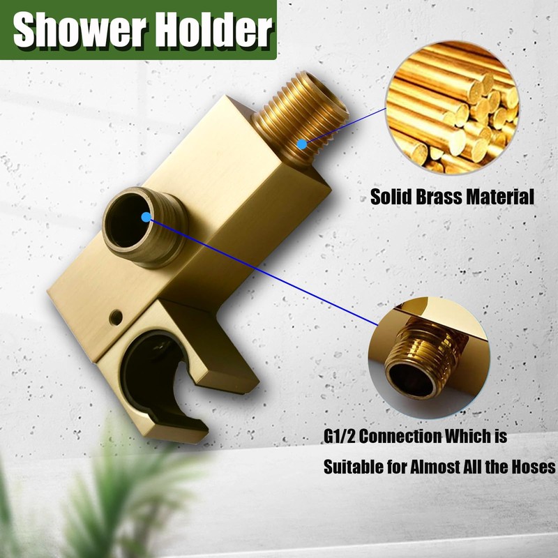 Bathroom Handheld Shower Wand, Hand Brass Shower Head with Long