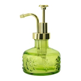 SEICASAYA Cute Mini Glass Soap Dispenser with Pump, 6oz Vintage Gothic Style, Colored Thick Glass, for Bathroom or Vanity Decor (Green)