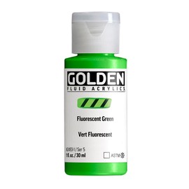 Fluid Acrylics by GOLDEN, Fluorescent Green, 1 fl. oz. Bottle, Professional Acrylic Paint, Transparent