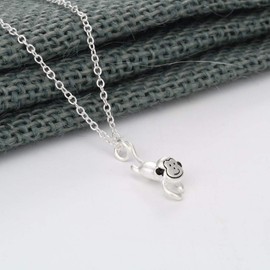 QIANDI Power Necklace 925 Sterling Silver Monkey Cute 3D Animal Necklace Pendant Charm for Women Girls Kids