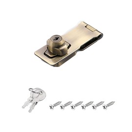 TOP-VIGOR 4 Inch Zinc Alloy Door Lock Hasp, Right Angle Padlock Hasp and Staple Door Bolt Latch Buckle, Safety Twist Knob Keyed Locking Hasp Locks for Cabinets Cupboard Drawer Gate