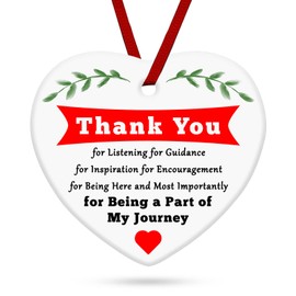 Thank You Gifts for Best Friends Ceramic Hanging Thank You for Being a Part of My Journey Appreciation Gift for School Counselor Mentor Leader Christmas Birthday Gifts for Friends Sister