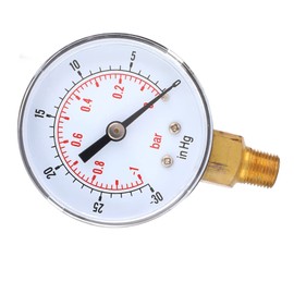 Fafeicy Vacuum gauge measuring range -1 to 0 bar / -30 to 0 inHg, 50 mm, BSPT 1/8 inch thread, suitable for air, water, oil, natural gas