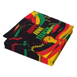 24Pcs Juneteenth Paper Napkins,Happy Junteenth Paper Party Napkins,June 19th Independence Day Party Supplies 6.7 * 6.7inch Disposable Napkins for Celebrate African American Freedom Day Decorations