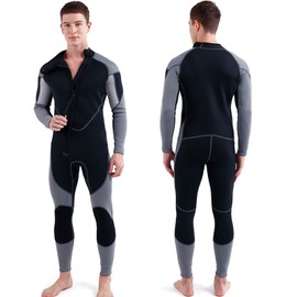 3mm Neoprene Wetsuit for Men Front Zip Full Body Diving Suit for Snorkeling Surfing Scuba Diving Swimming
