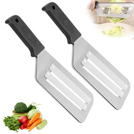 2 Pack Cabbage Chopper Shredder, Cabbage Slicer for Coleslaw, Stainless Steel Kitchen Lettuce Shredder Knife with Handle (Black)