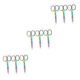 Baluue 3sets Stainless Steel Eyebrow Grooming Scissors Ergonomic Handle Easy Trimming Perfect Present 3pcs*3