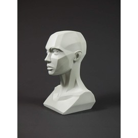 3dtotal Figure Collection Female Planar Bust: 6.4 Inch Tall Head Sculpt, Grey Resin