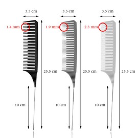 SKYPIA 3 Piece Professional Dyeing Hair Comb Set Highlight Combs for Hair Stylist Weaving Styling Brush Set with Long Stainless Steel Rat Tail Stylist Combs for Hair (Black & Grey)……
