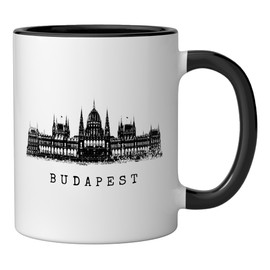 Budapest Parliament Hungary Skyline Love I Love Budapest Ceramic Mug, Black/White