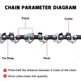 KAKEI 6 Inch Chainsaw Chain 3/8" LP Pitch .043" Gauge 28 Drive Links Fits Milwaukee M12 FUEL, Kobalt KPS1024A-03, Remington RM0612P, Craftsman CMCCSL621D1 (3 Chains)