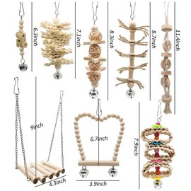 8 Packs Of Pájaro Columpio Masticación Juguetes,Juguetes Para Masticar, Colgantes, Accesorios Para Jaulas De Pájaros, Accesorios De Juego Para Loros, Para Pequeño Pericos, Amor Pájaros, Cacatúas