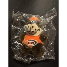 A&W Root Beer Restaurant Stuffed Bear Christmas Ornament 4” rootbeer NIP rooty